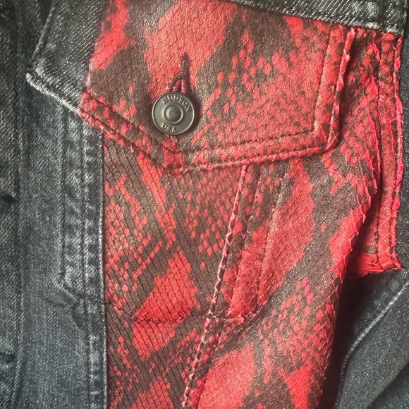 Hudson Jeans Dark Denim Jacket with Red Accent - Picture 3 of 6